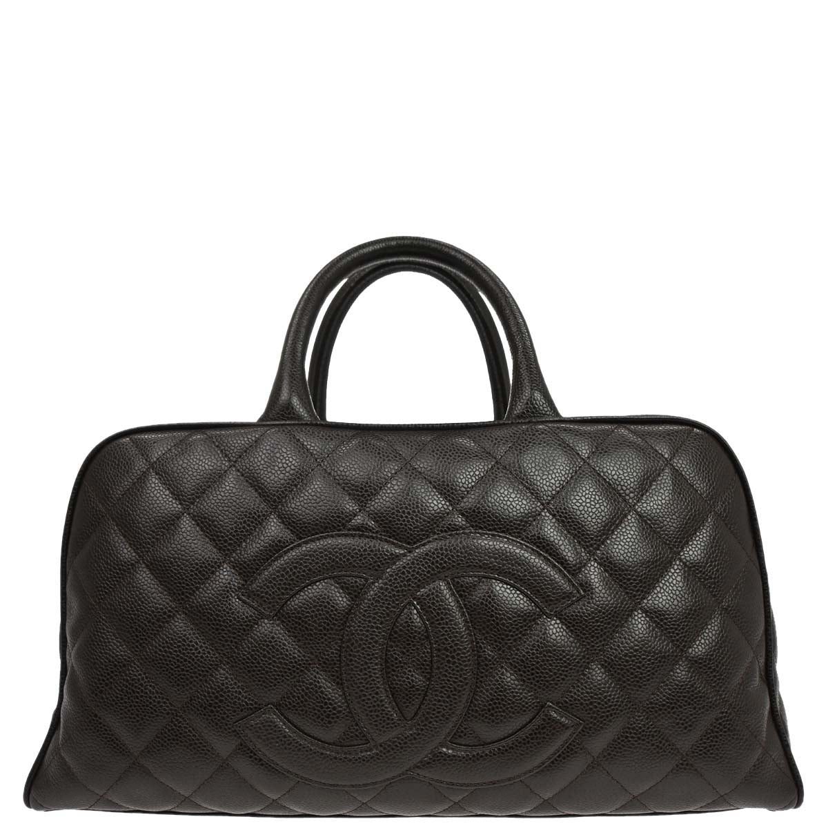 Chanel 2003-2004 Brown Caviar Skin Bowling Bag 37