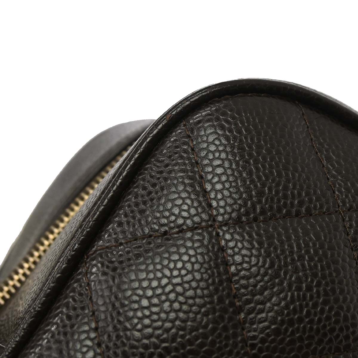 Chanel 2003-2004 Brown Caviar Skin Bowling Bag 37