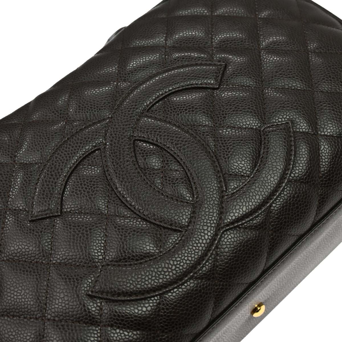 Chanel 2003-2004 Brown Caviar Skin Bowling Bag 37