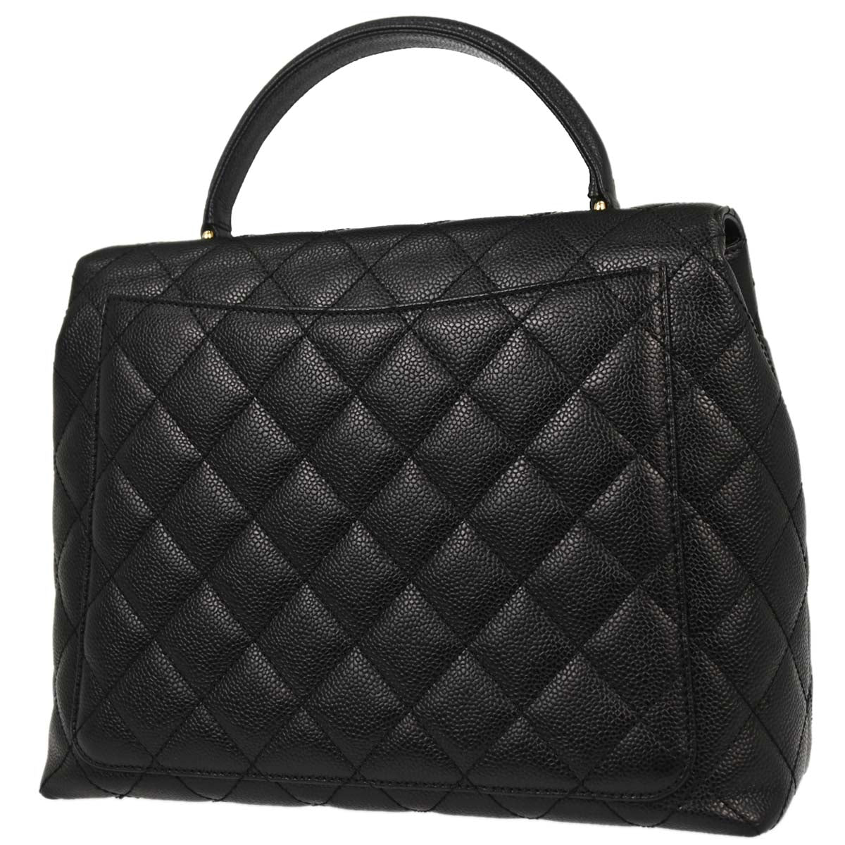 Chanel 2003-2004 Black Caviar Skin Kelly Top Handle Handbag