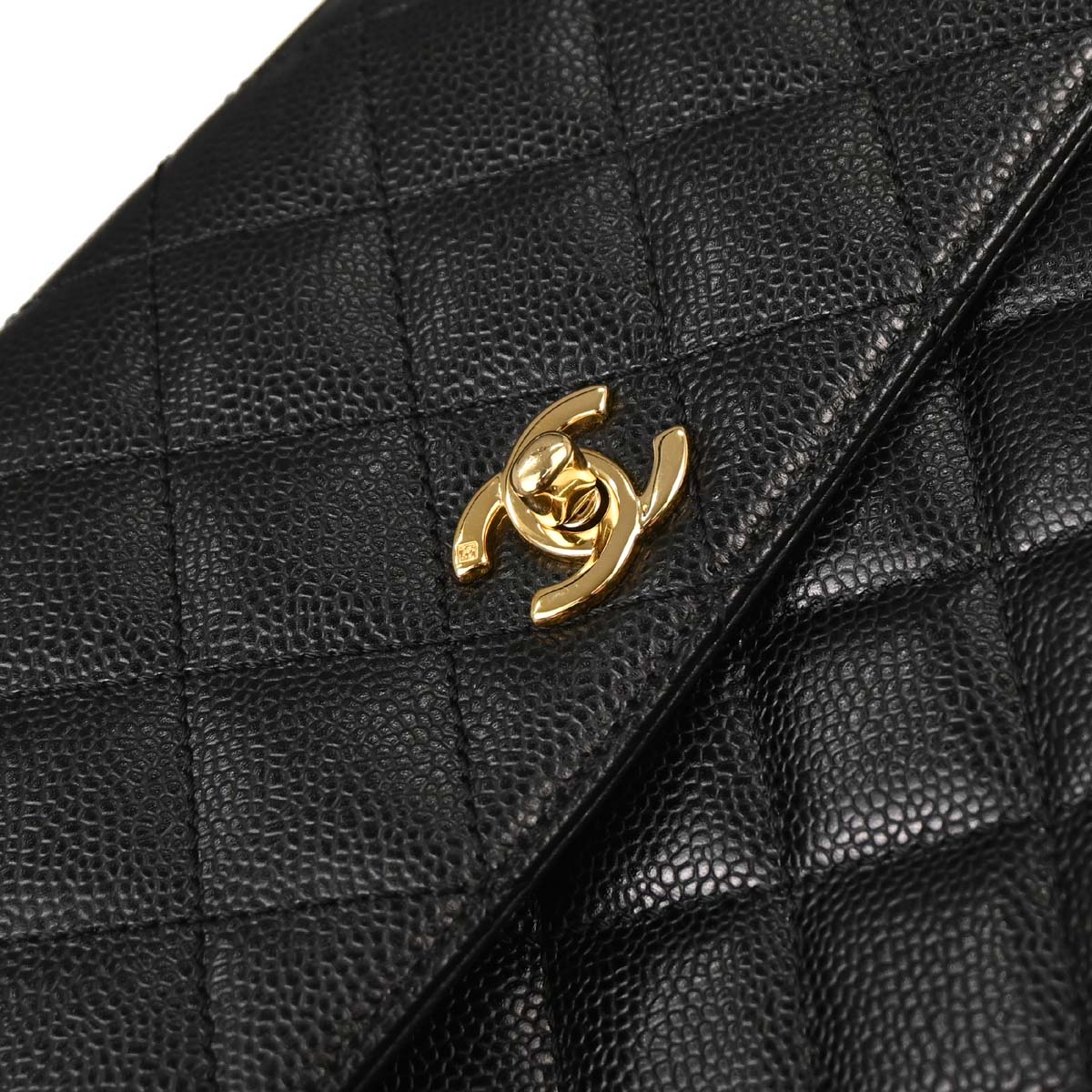 Chanel 2003-2004 Black Caviar Skin Kelly Top Handle Handbag