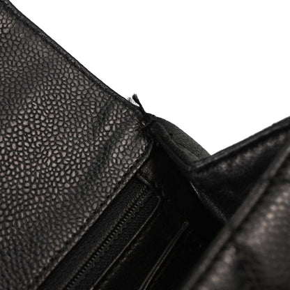Chanel 2003-2004 Black Caviar Skin Kelly Top Handle Handbag