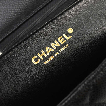 Chanel 2003-2004 Black Caviar Skin Kelly Top Handle Handbag