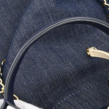 Chanel 2012-2013 Navy Denim Deauville 2way Shoulder Tote Handbag