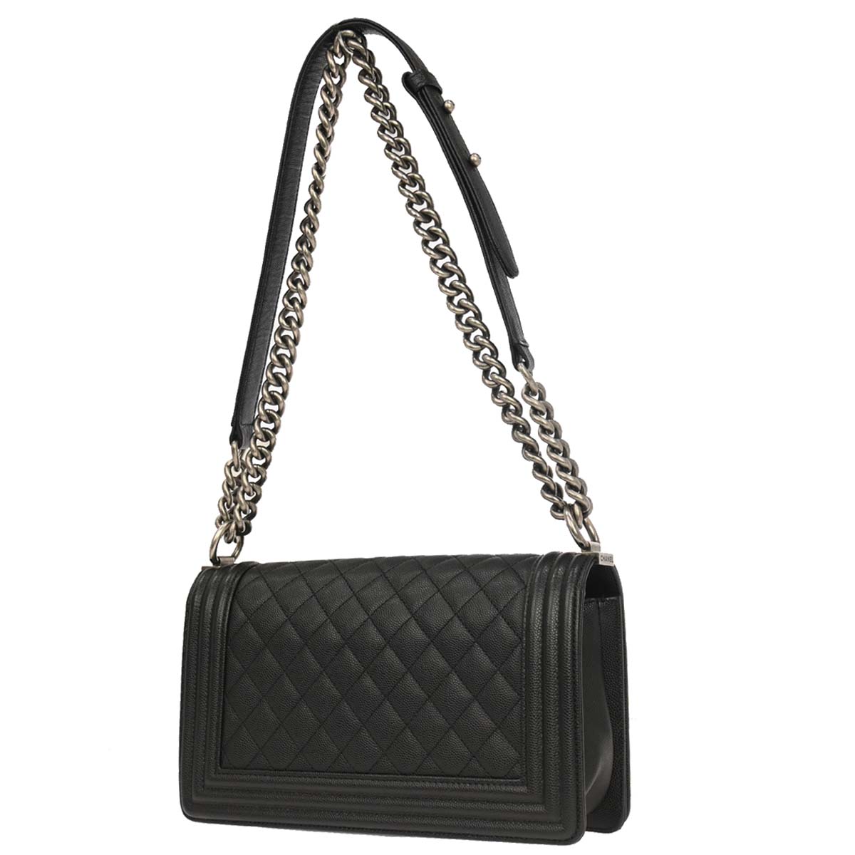 Boy Chanel Black Caviar Skin Medium Chain Shoulder Bag