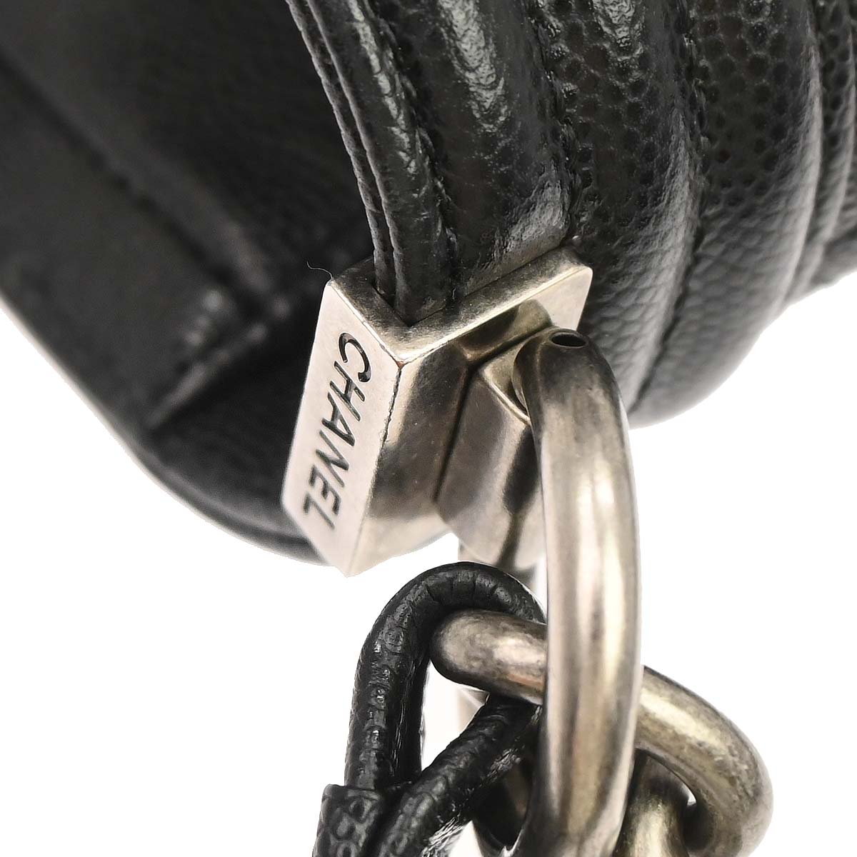 Boy Chanel Black Caviar Skin Medium Chain Shoulder Bag