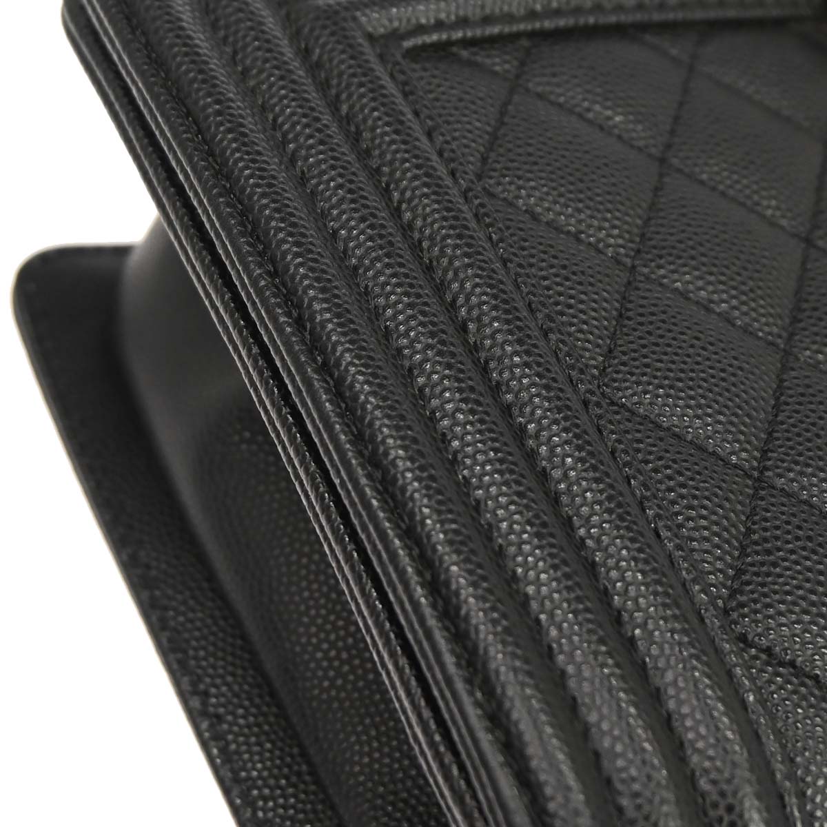 Boy Chanel Black Caviar Skin Medium Chain Shoulder Bag