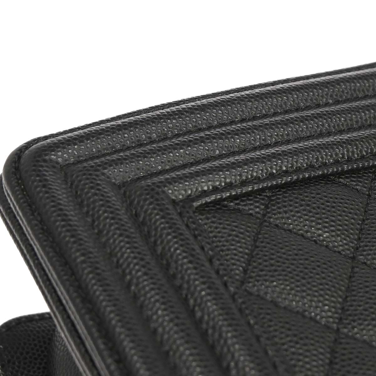 Boy Chanel Black Caviar Skin Medium Chain Shoulder Bag