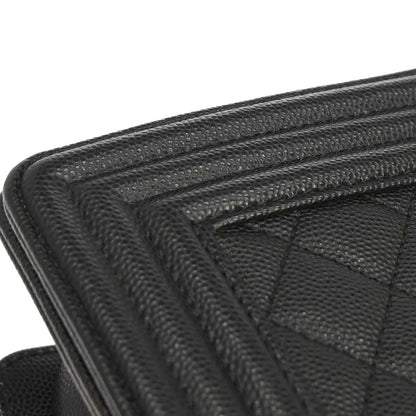 Boy Chanel Black Caviar Skin Medium Chain Shoulder Bag