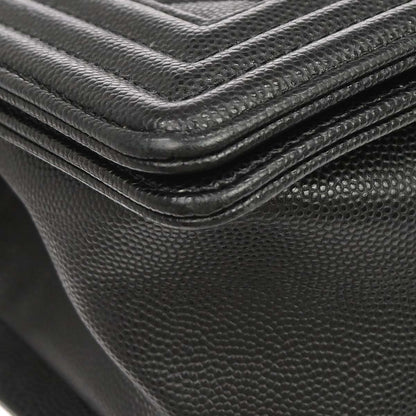 Boy Chanel Black Caviar Skin Medium Chain Shoulder Bag