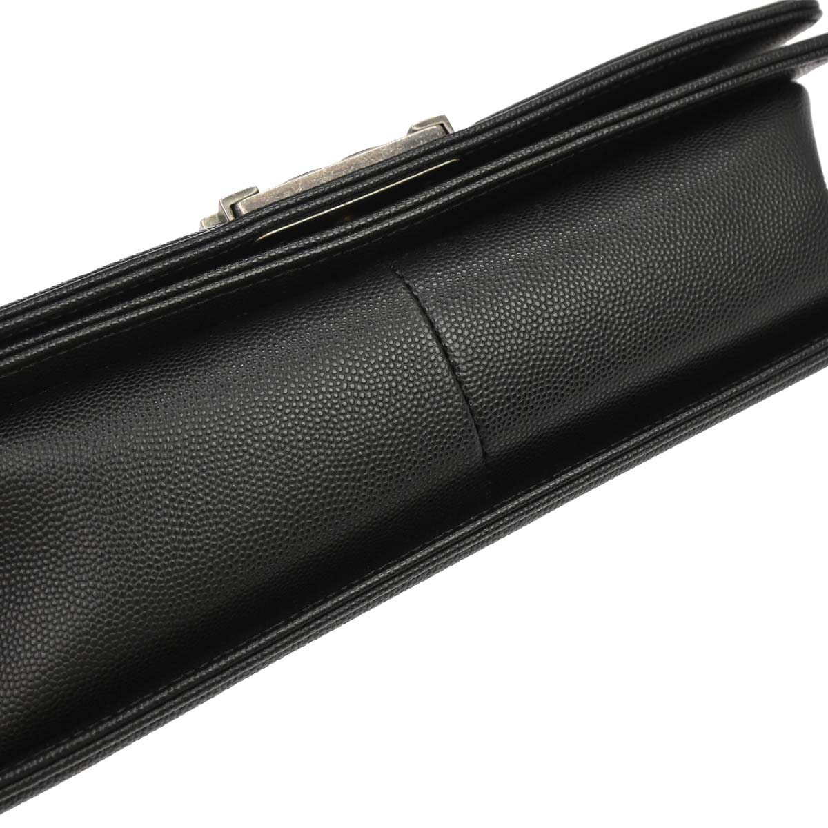 Boy Chanel Black Caviar Skin Medium Chain Shoulder Bag