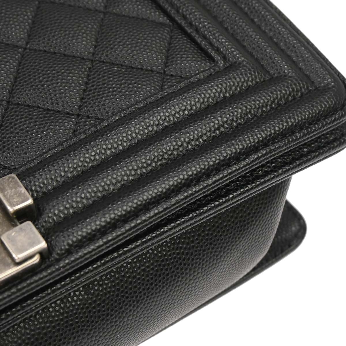 Boy Chanel Black Caviar Skin Medium Chain Shoulder Bag
