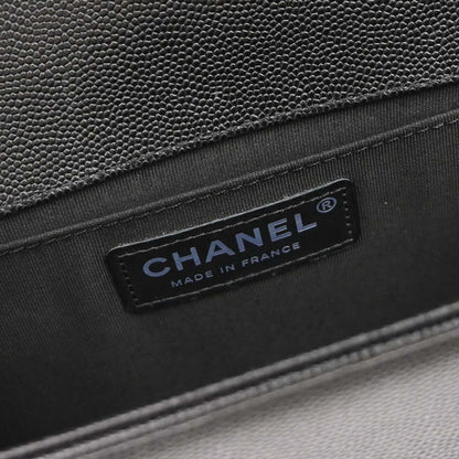 Boy Chanel Black Caviar Skin Medium Chain Shoulder Bag