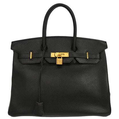 Hermes Black Chevre Coromandel Birkin 35 Handbag