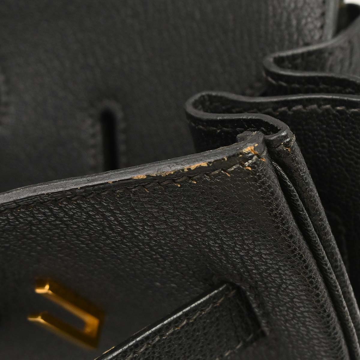 Hermes Black Chevre Coromandel Birkin 35 Handbag