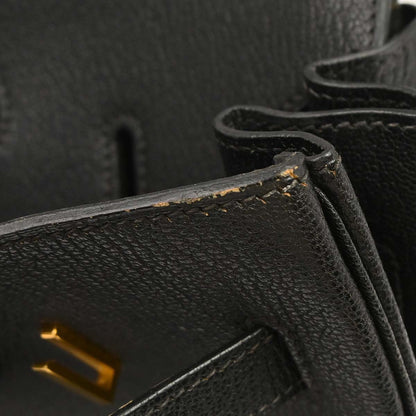 Hermes Black Chevre Coromandel Birkin 35 Handbag
