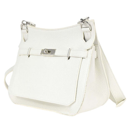 Hermes White Taurillon Clemence Jypsiere 28 Shoulder Bag