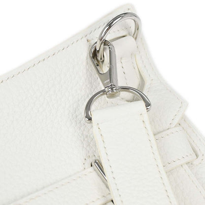 Hermes White Taurillon Clemence Jypsiere 28 Shoulder Bag