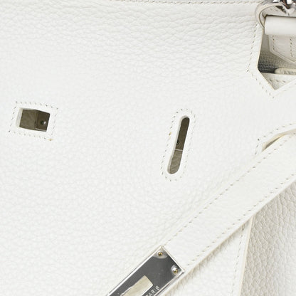 Hermes White Taurillon Clemence Jypsiere 28 Shoulder Bag