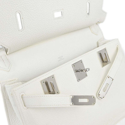 Hermes White Taurillon Clemence Jypsiere 28 Shoulder Bag