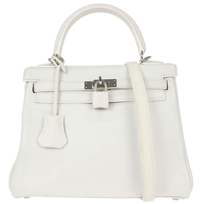 Hermes White Swift Kelly 25 Retourne 2way Shoulder Handbag