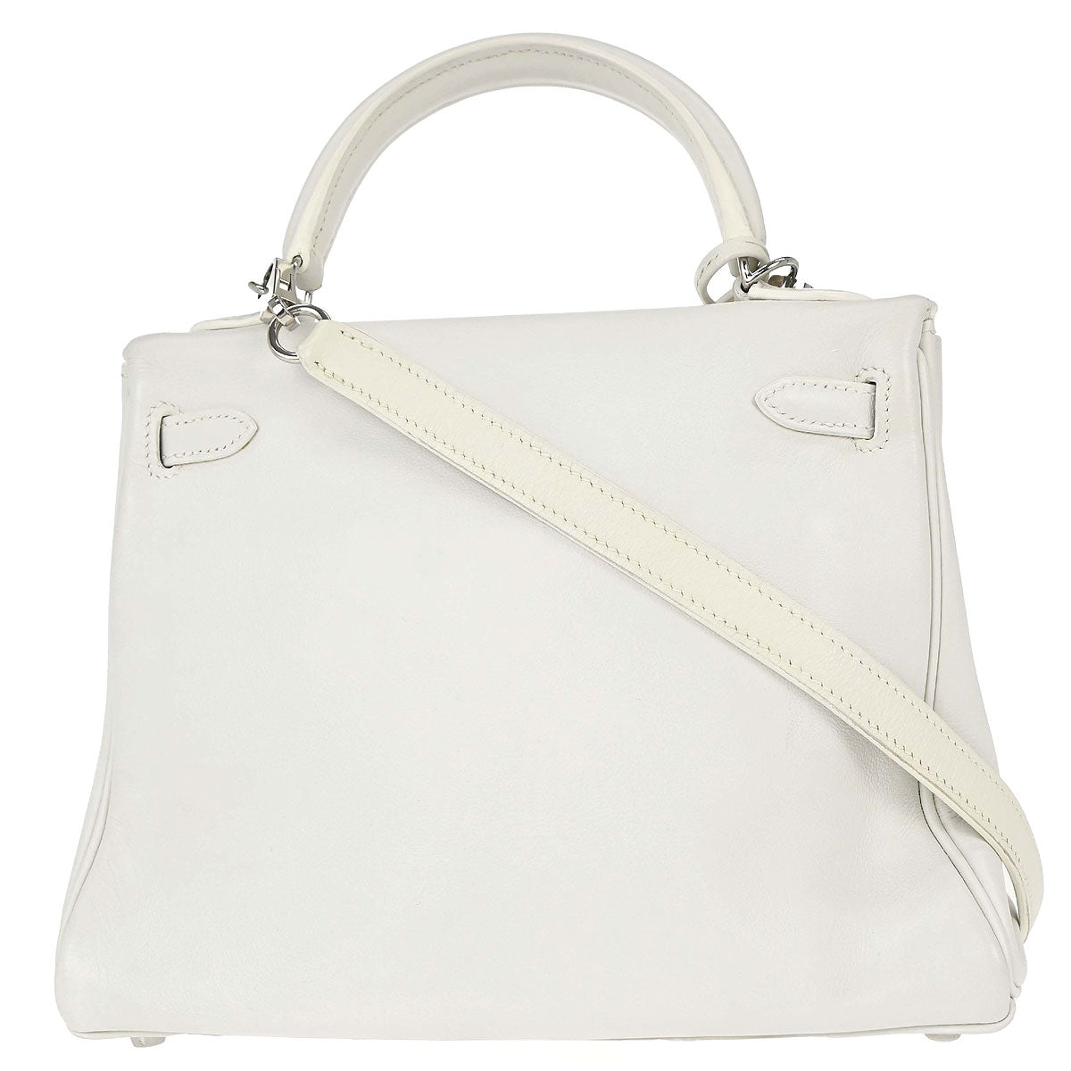 Hermes White Swift Kelly 25 Retourne 2way Shoulder Handbag