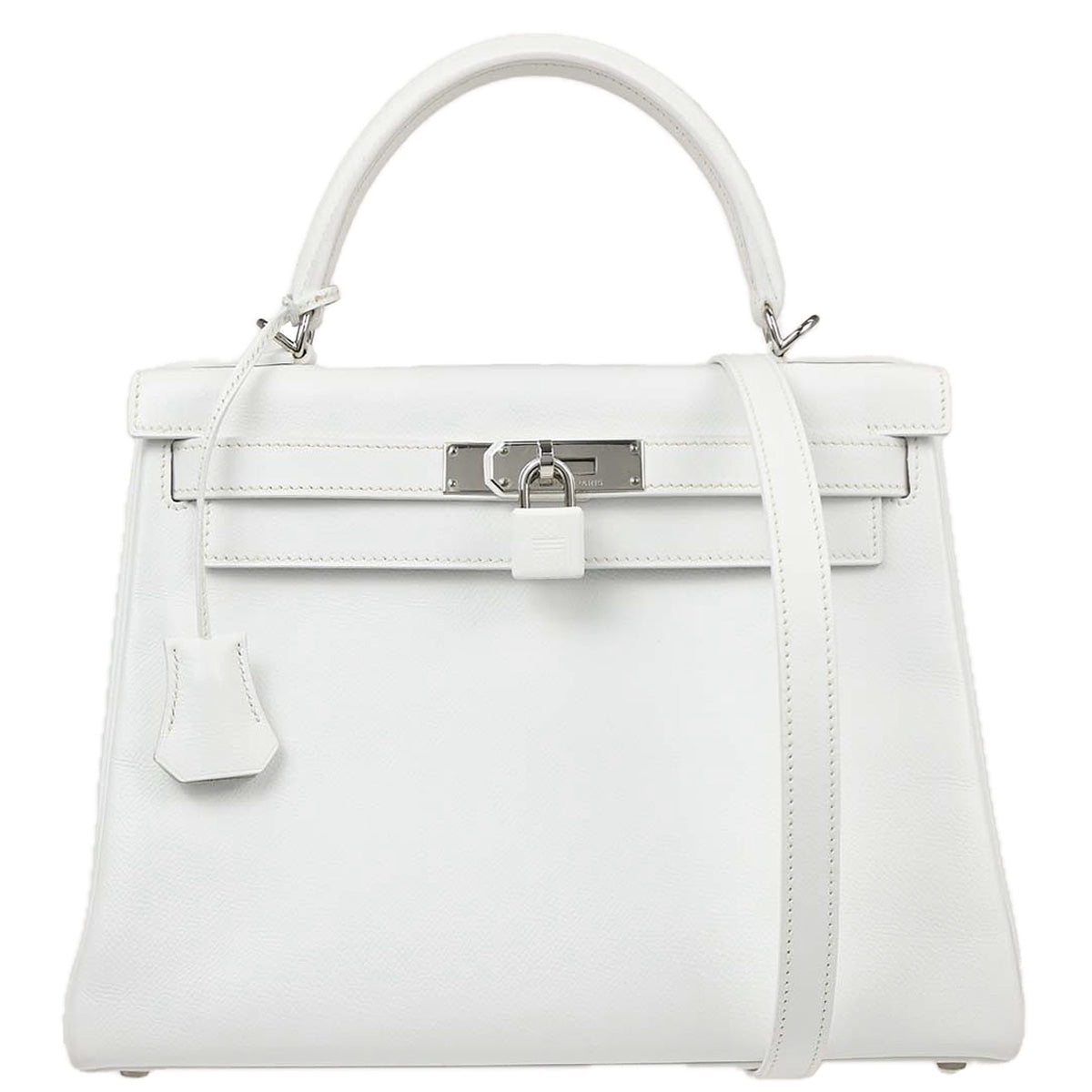 Hermes White Epsom Kelly 28 Retourne 2way Shoulder Handbag
