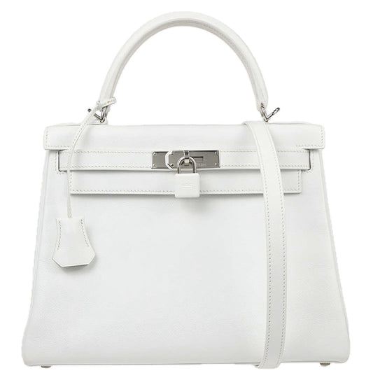 Hermes White Epsom Kelly 28 Retourne 2way Shoulder Handbag