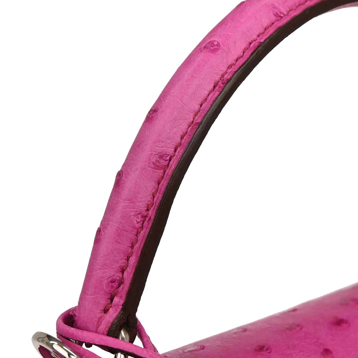Hermes * Fuchsia Pink Ostrich Kelly 32 Retourne 2way Shoulder Handbag