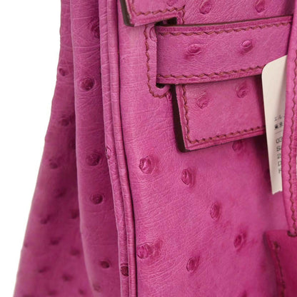 Hermes * Fuchsia Pink Ostrich Kelly 32 Retourne 2way Shoulder Handbag