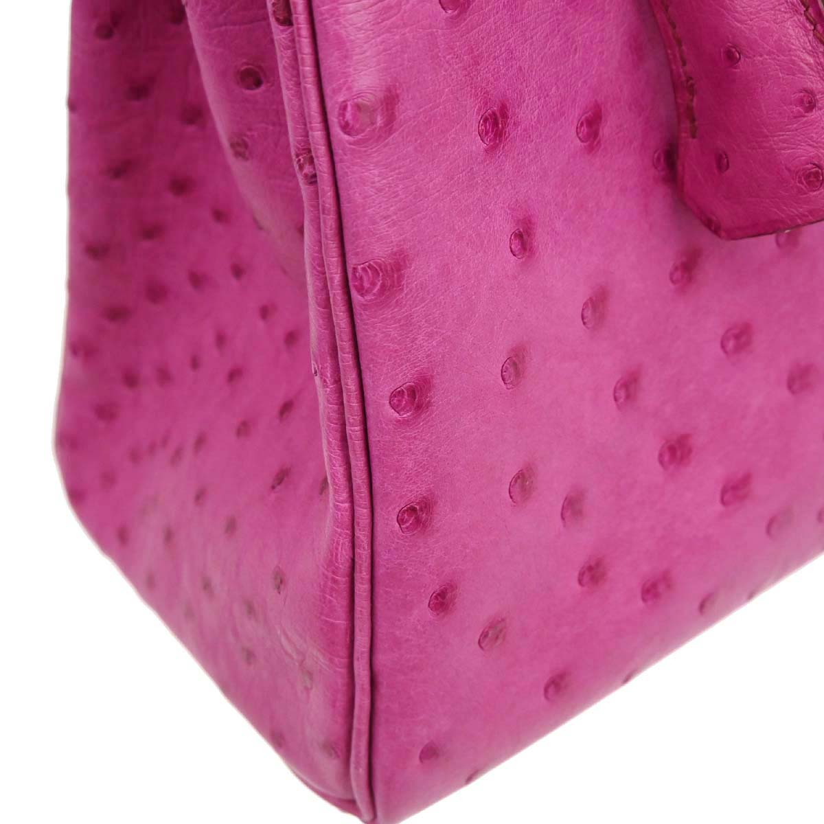 Hermes * Fuchsia Pink Ostrich Kelly 32 Retourne 2way Shoulder Handbag