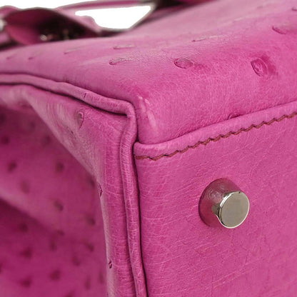 Hermes * Fuchsia Pink Ostrich Kelly 32 Retourne 2way Shoulder Handbag