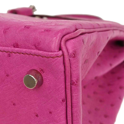 Hermes * Fuchsia Pink Ostrich Kelly 32 Retourne 2way Shoulder Handbag