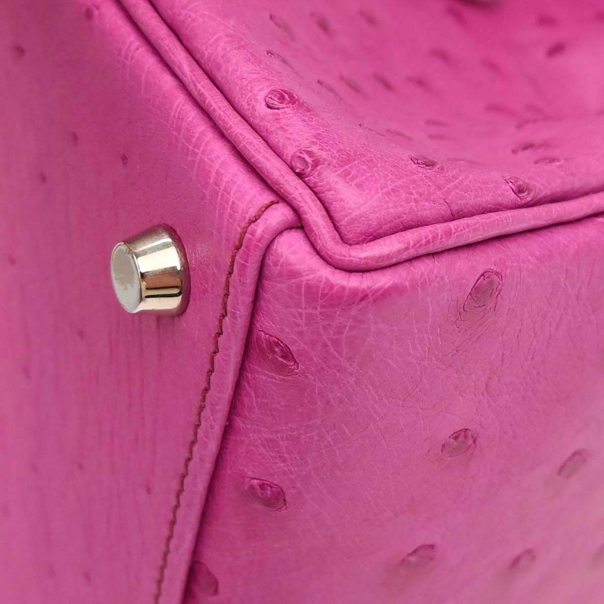 Hermes * Fuchsia Pink Ostrich Kelly 32 Retourne 2way Shoulder Handbag