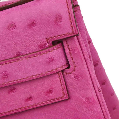 Hermes * Fuchsia Pink Ostrich Kelly 32 Retourne 2way Shoulder Handbag