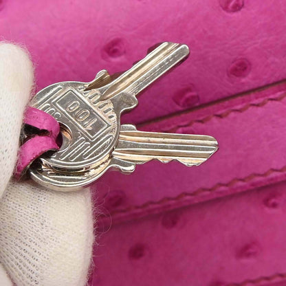 Hermes * Fuchsia Pink Ostrich Kelly 32 Retourne 2way Shoulder Handbag
