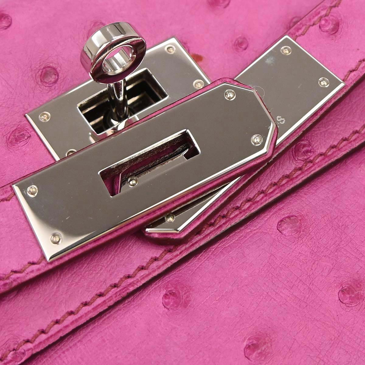 Hermes * Fuchsia Pink Ostrich Kelly 32 Retourne 2way Shoulder Handbag