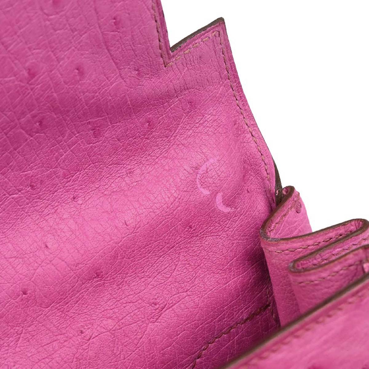 Hermes * Fuchsia Pink Ostrich Kelly 32 Retourne 2way Shoulder Handbag