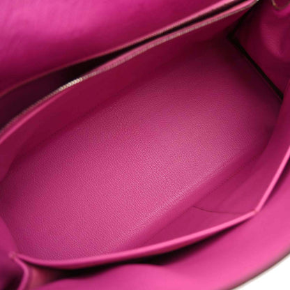 Hermes * Fuchsia Pink Ostrich Kelly 32 Retourne 2way Shoulder Handbag