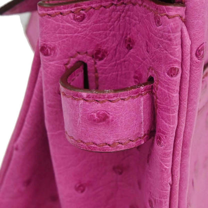 Hermes * Fuchsia Pink Ostrich Kelly 32 Retourne 2way Shoulder Handbag