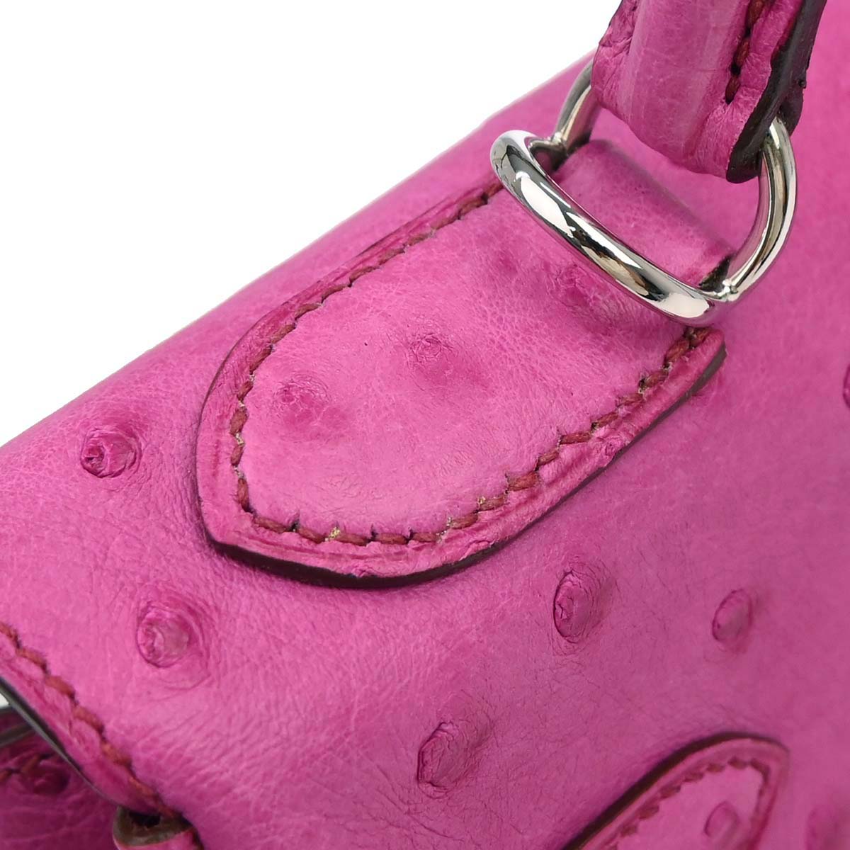 Hermes * Fuchsia Pink Ostrich Kelly 32 Retourne 2way Shoulder Handbag