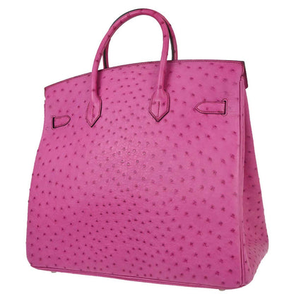 Hermes * Fuchsia Pink Ostrich Haut a Courroies 36 Handbag