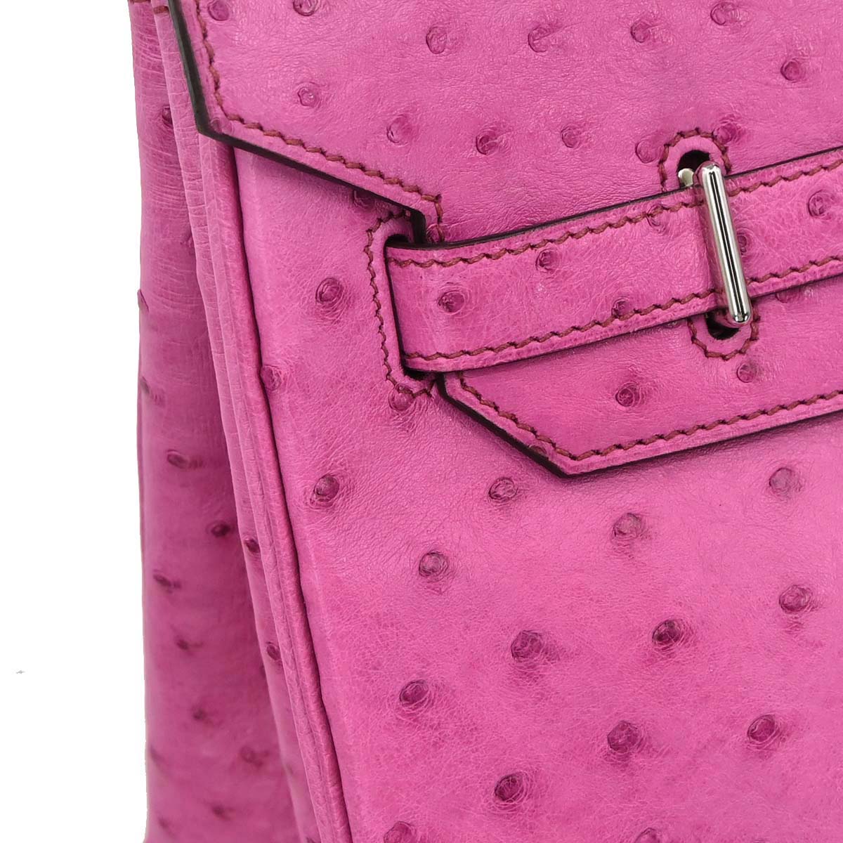 Hermes * Fuchsia Pink Ostrich Haut a Courroies 36 Handbag