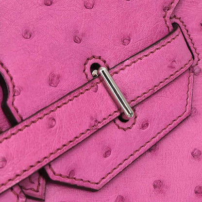 Hermes * Fuchsia Pink Ostrich Haut a Courroies 36 Handbag