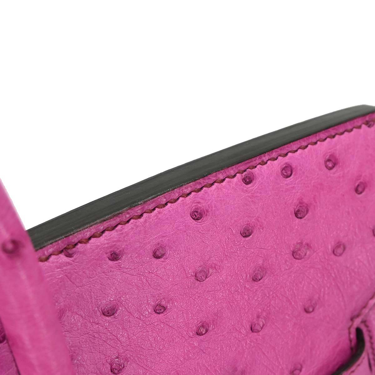 Hermes * Fuchsia Pink Ostrich Haut a Courroies 36 Handbag