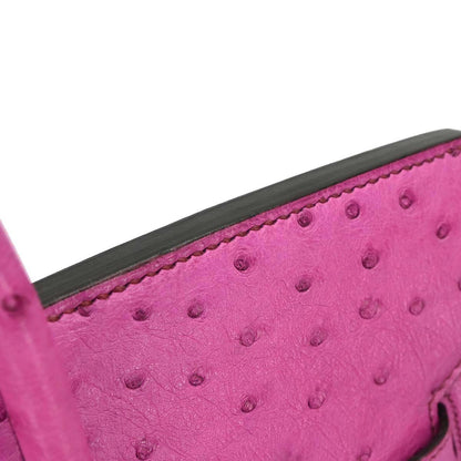 Hermes * Fuchsia Pink Ostrich Haut a Courroies 36 Handbag