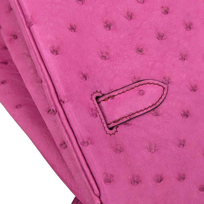Hermes * Fuchsia Pink Ostrich Haut a Courroies 36 Handbag