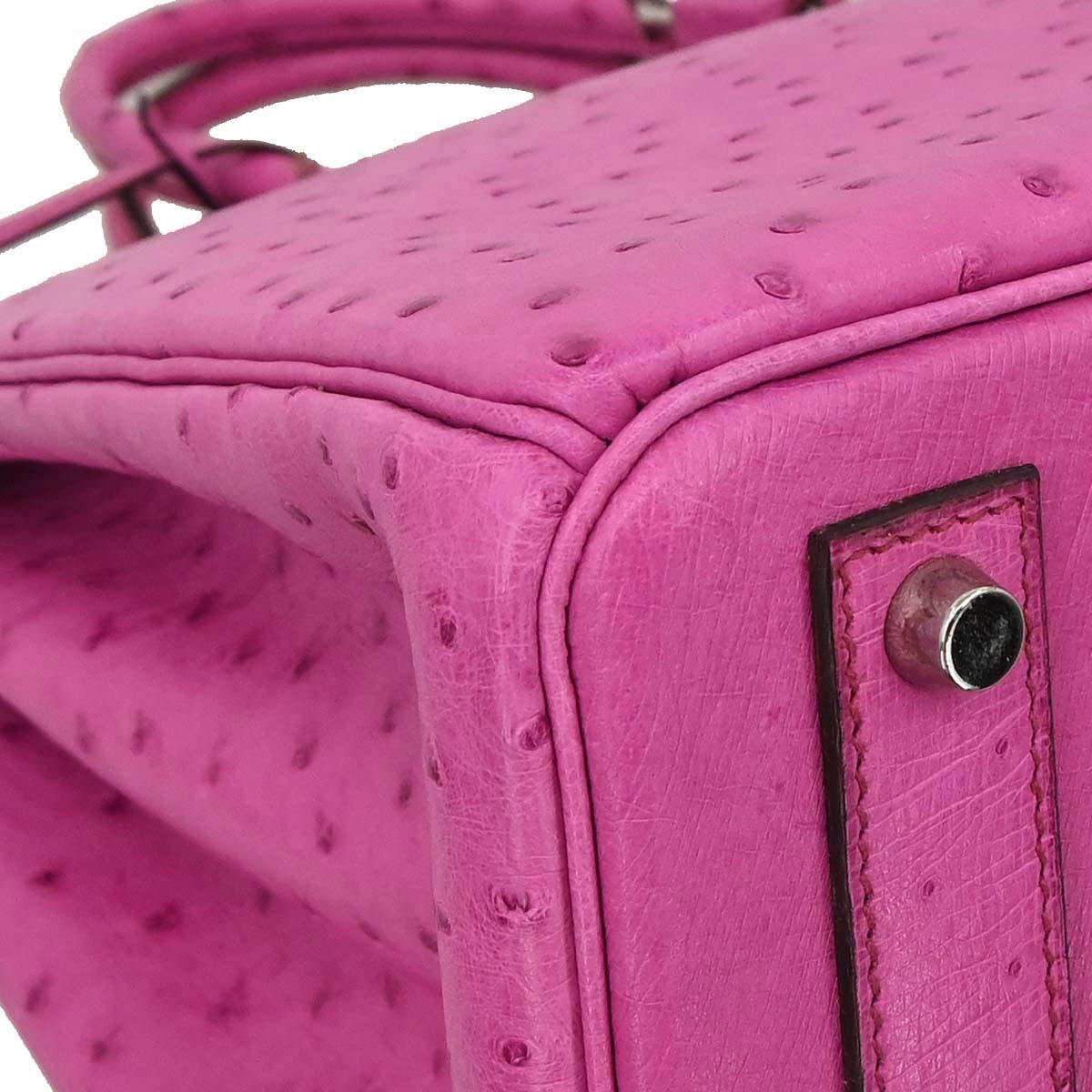Hermes * Fuchsia Pink Ostrich Haut a Courroies 36 Handbag