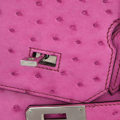 Hermes * Fuchsia Pink Ostrich Haut a Courroies 36 Handbag