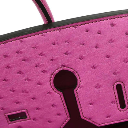 Hermes * Fuchsia Pink Ostrich Haut a Courroies 36 Handbag